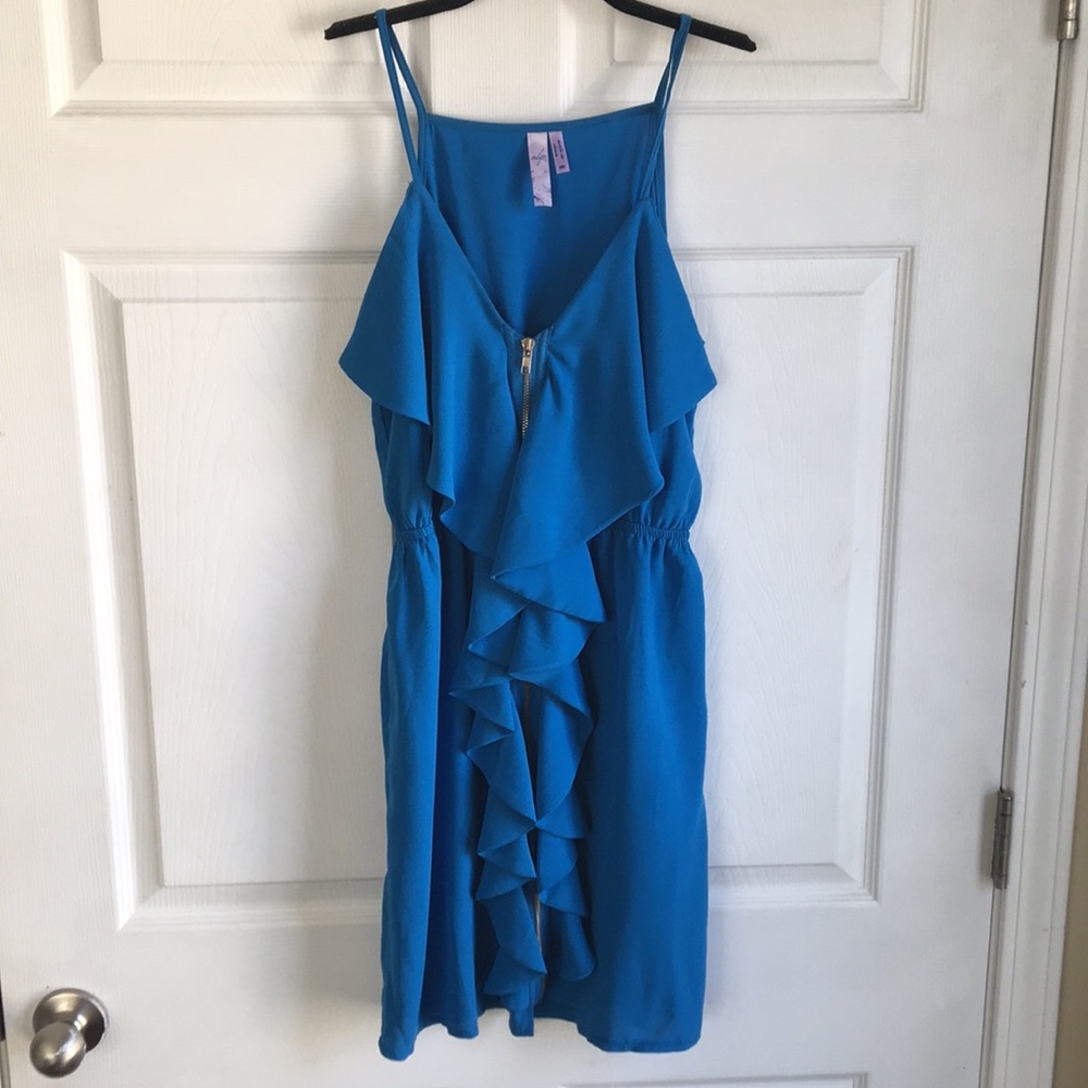 Blue full zip ruffle Dress from Francesca’s